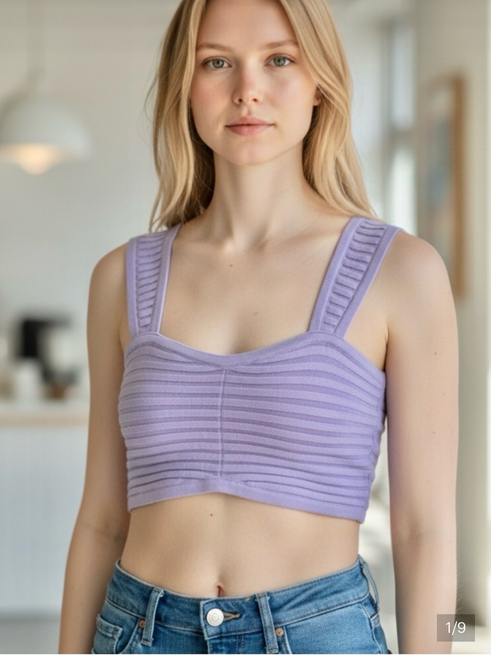 WILD FABLE Soft Lavender Ribbed Crop Top